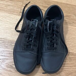 Vans Black Low-Top Leather Sneakers